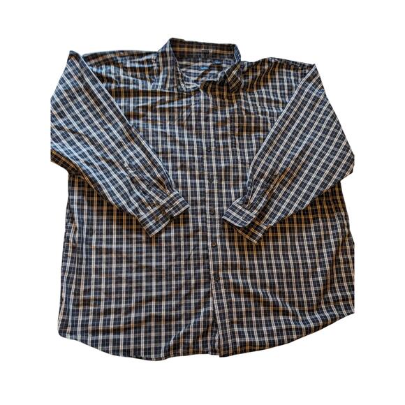 Van Heusen Studio Shirt Mens 3XLT Button Up Long Sleeve Cotton Plaid Blue Gray - Picture 15 of 15